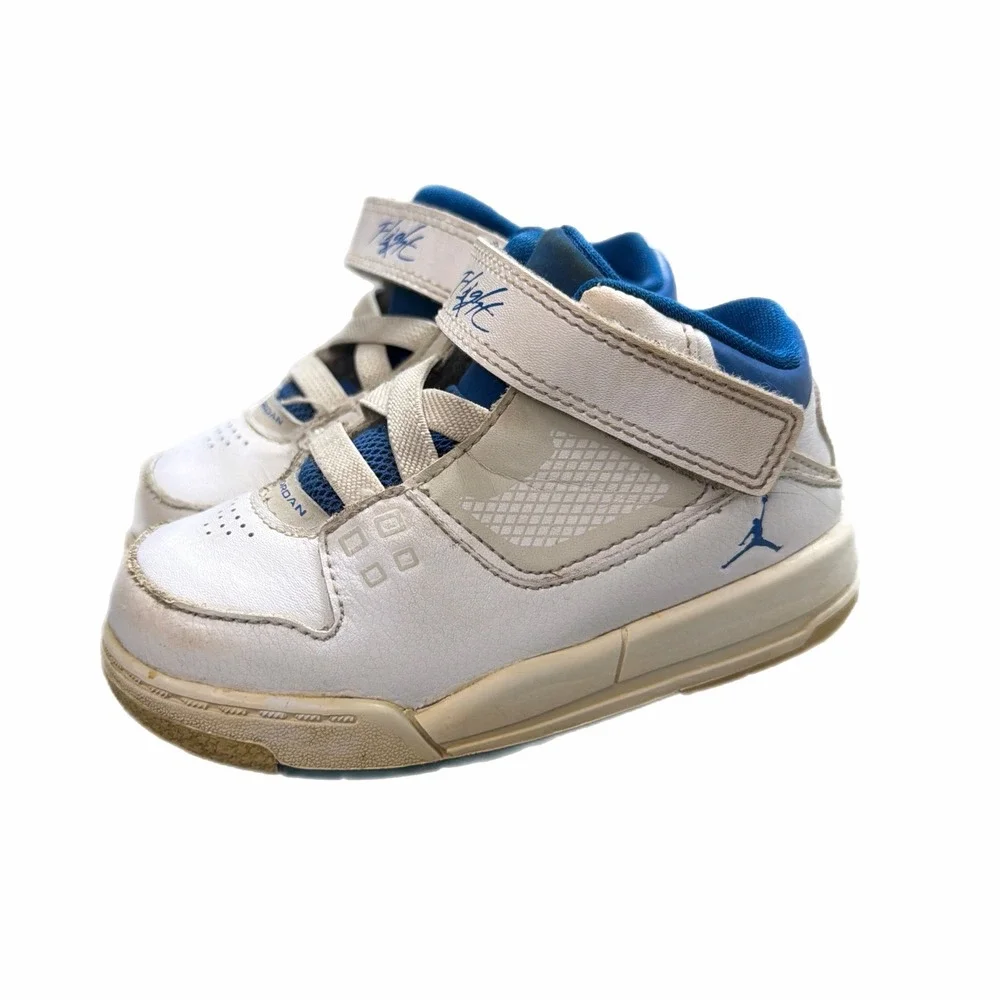 Jordan Flight 45 High Toddler White Blue Sneakers 512238-105 Size 7C